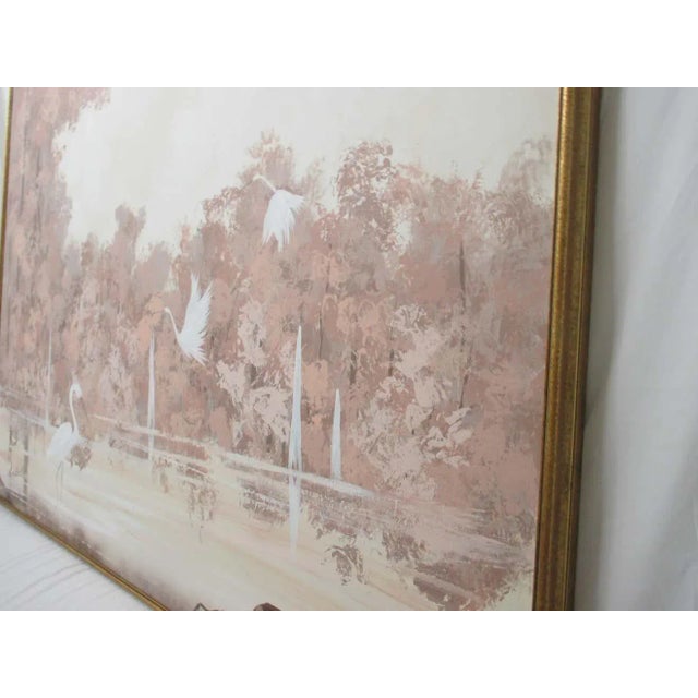 Mid 20th Century Mid 20th Century Pink Marsh Landscape Acrylic Painting, Framed For Sale - Image 5 of 8