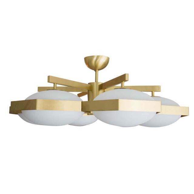 Beehive flash mount ceiling light, Blown Murano Glass on polished brass structure. Up to 250V (Europe/UK Standard).The...