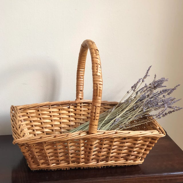 Vintage French Country Style Gathering Basket For Sale - Image 4 of 11