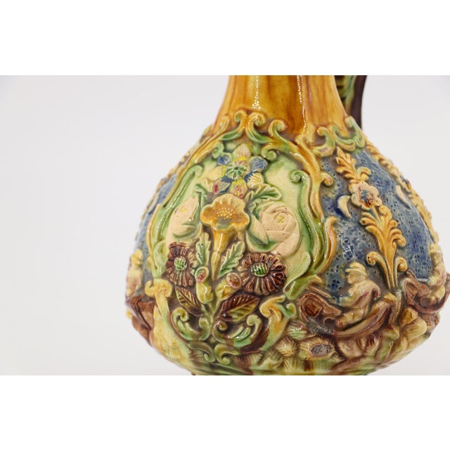 Antique Portuguese Palissy Ware Jug Depicting Fishermen in Boats, Earthenware For Sale - Image 17 of 18