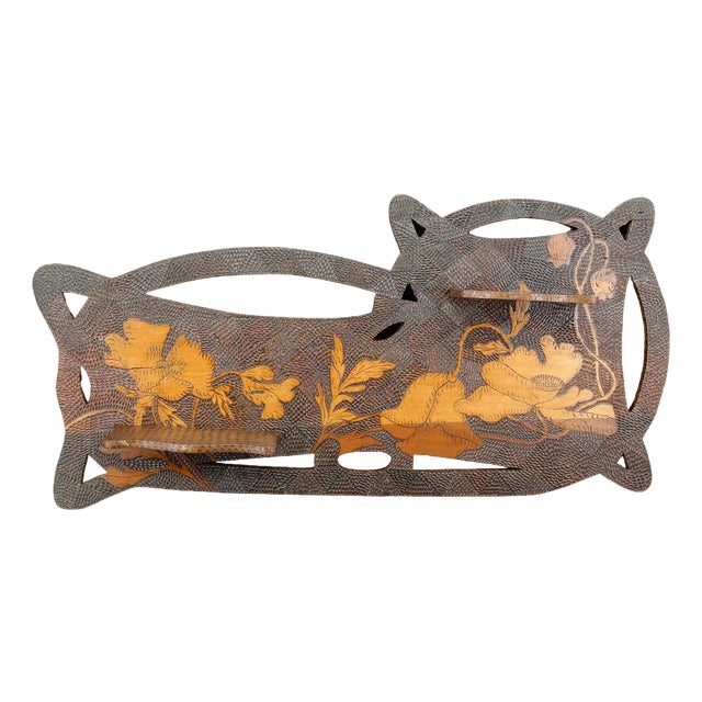 Art Nouveau Wall Shelf with Poppies, 1890s For Sale