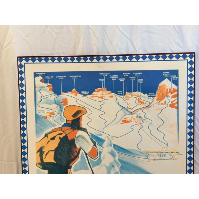 Art Deco 1990s Franz Lenhart Cortina Dolomiti Vintage Ski Poster Reproduction, Mounted For Sale - Image 3 of 5