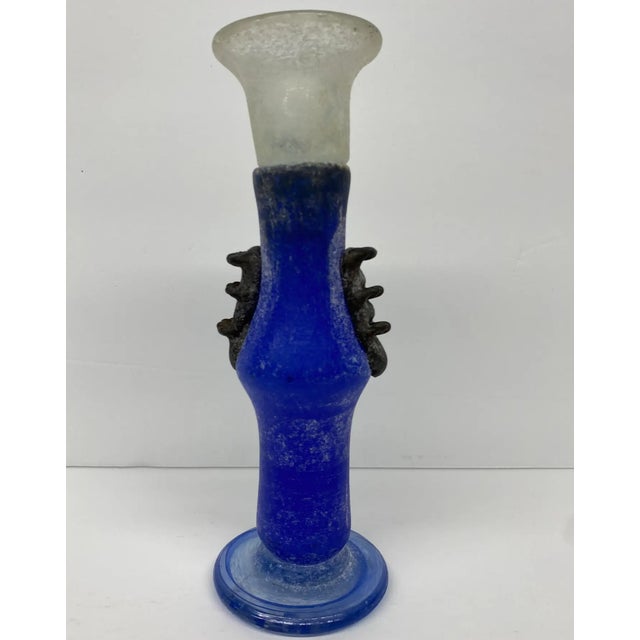 Contemporary 1970s Pate De Verre Art Glass Candlestick For Sale - Image 3 of 9