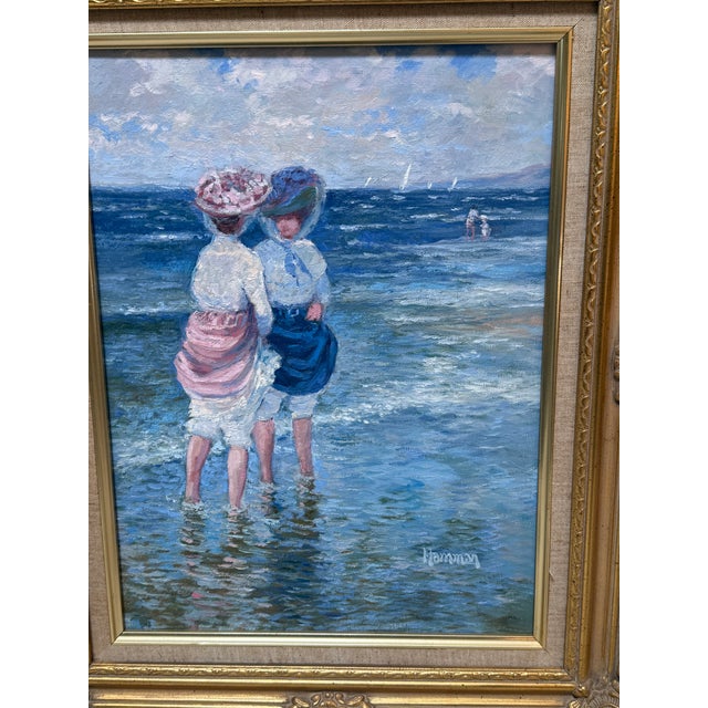 Robert Hamman Beach Day Original Oil Painting, Signed For Sale - Image 12 of 12