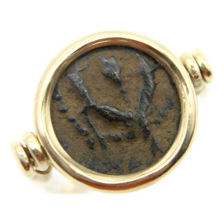 Vintage 14k Gold Ancient Coin Flip Ring, Size 6.5 For Sale