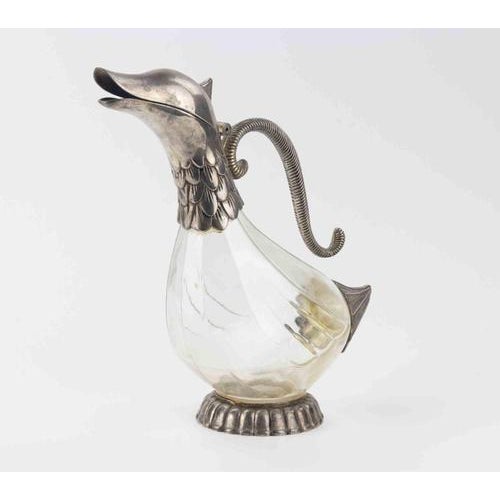 Vintage Silver Plated Duck Shaped Carafe by Silea, 1970s For Sale - Image 3 of 11