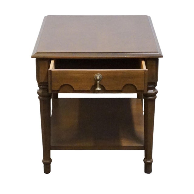 Late 20th Century Drexel Furniture Bookmatched Walnut Italian Mediterranean Style 20" Accent End Table For Sale - Image 5 of 12