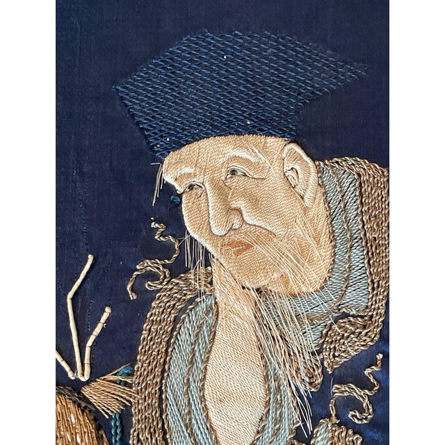 Framed Antique Japanese Silk Embroidery Fukusa Textile Panel For Sale - Image 4 of 18
