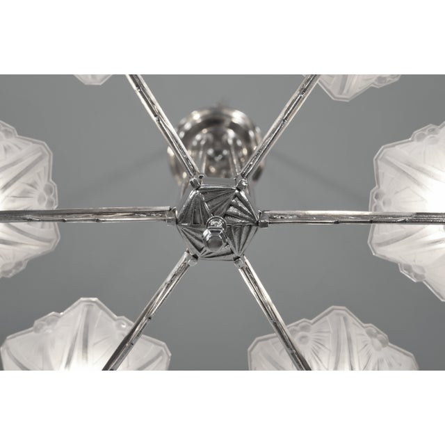 Silver French Art Deco Chandelier by Jean Gauthier Ejg - 1930 France For Sale - Image 8 of 13