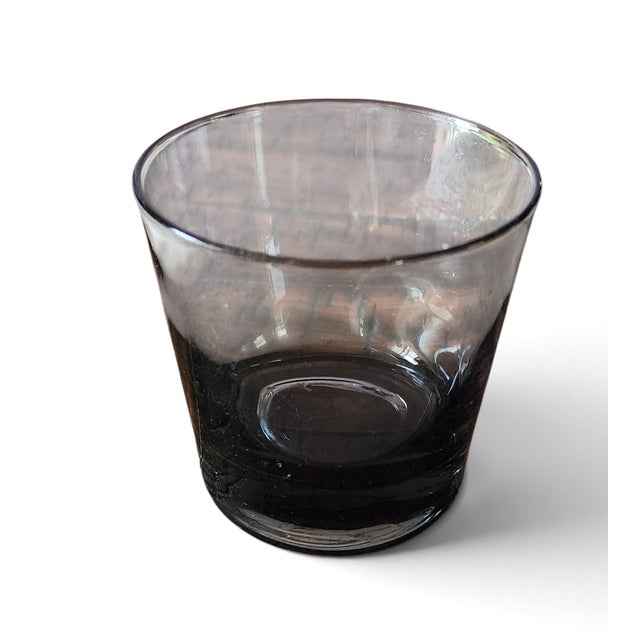 Glass Set 6 Smokey Gray Glass Rocks Old Fashioned Barware Glasses 3.5" H For Sale - Image 7 of 8