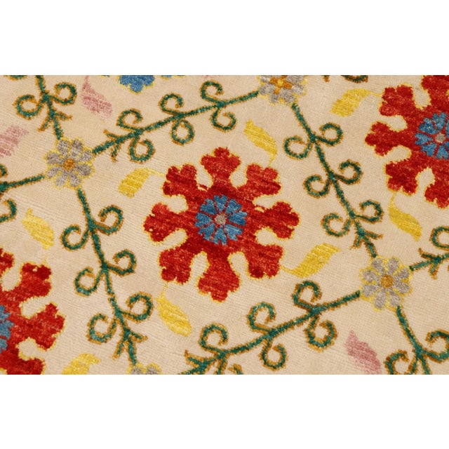 Bohemien Ziegler Beige Blue Hand-Knotted Wool Rug - 9'6'' X 12'5'' For Sale In New York - Image 6 of 8
