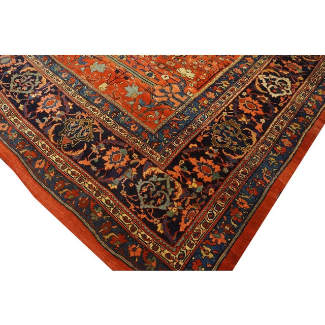 Tribal Coral Large Scale Tribal Allover Garous Design Knotted Wool Antique Persian Bidjar Rug For Sale - Image 3 of 12