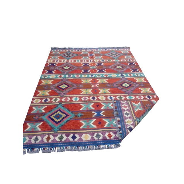 1980s Vintage Anatolian Hand-Woven Wool Flatweave Kilim For Sale - Image 5 of 5