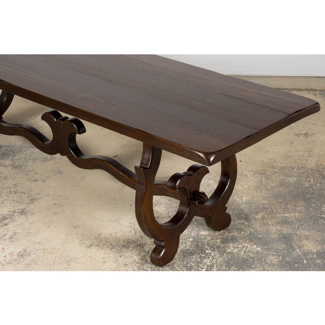19th Century Spanish Oak Refectory Table With Monumental Trestle Base For Sale - Image 10 of 18