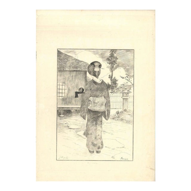 Servante - Original Etching on Japan Paper by G. F. Bigot - Tokyo 1886 1886 For Sale