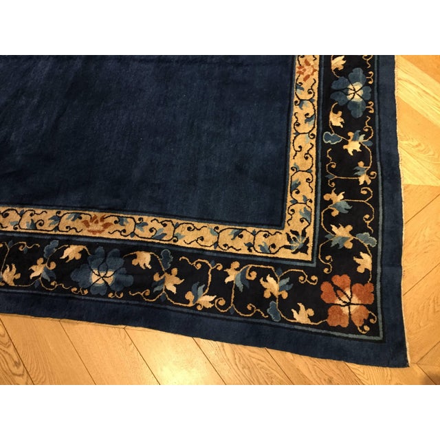 Chinese Blue Woolen Rug, 1920s For Sale - Image 11 of 16