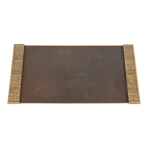 Tiffany Studios New York Bookmark Pattern Bronze Blotter Ends With Leather Desk Pad