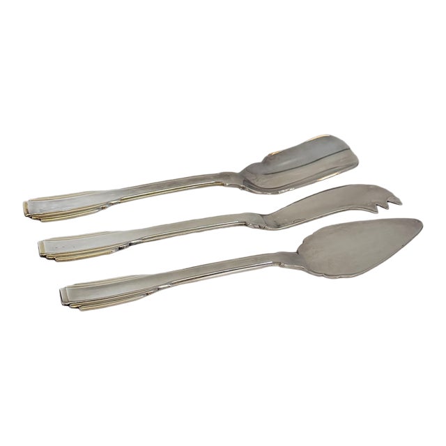 Mid 20th Century Godinger Art Deco Style Silver Plated Cheese Knife Set For Sale
