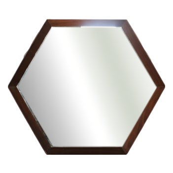 Hexagon-Shaped Wall Mirror, 1950s For Sale