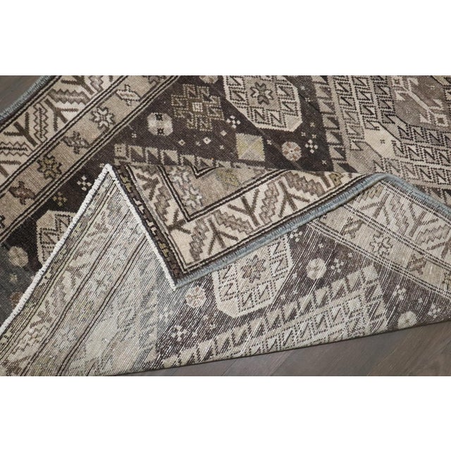 Gray Brown Geometric Malayer Runner For Sale - Image 8 of 9