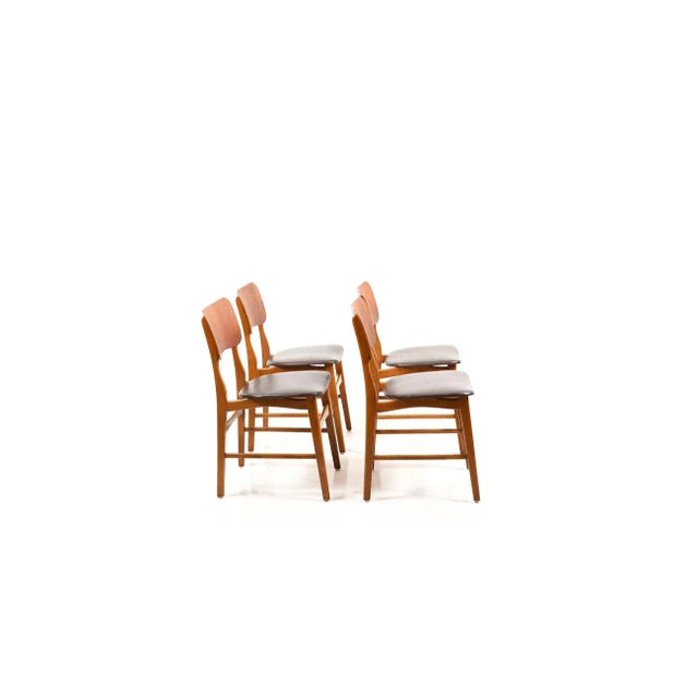 Brown Danish Beech and Teak Dining Chairs, 1950s, Set of 4 For Sale - Image 8 of 10