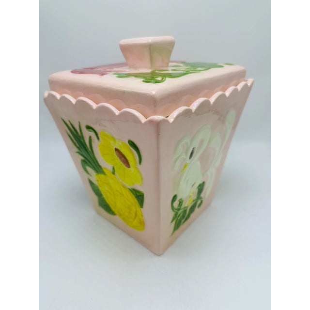 Fun vintage cookie jar in fabulous colors! Hand made, this piece will be a great decorative item that is practical to use!