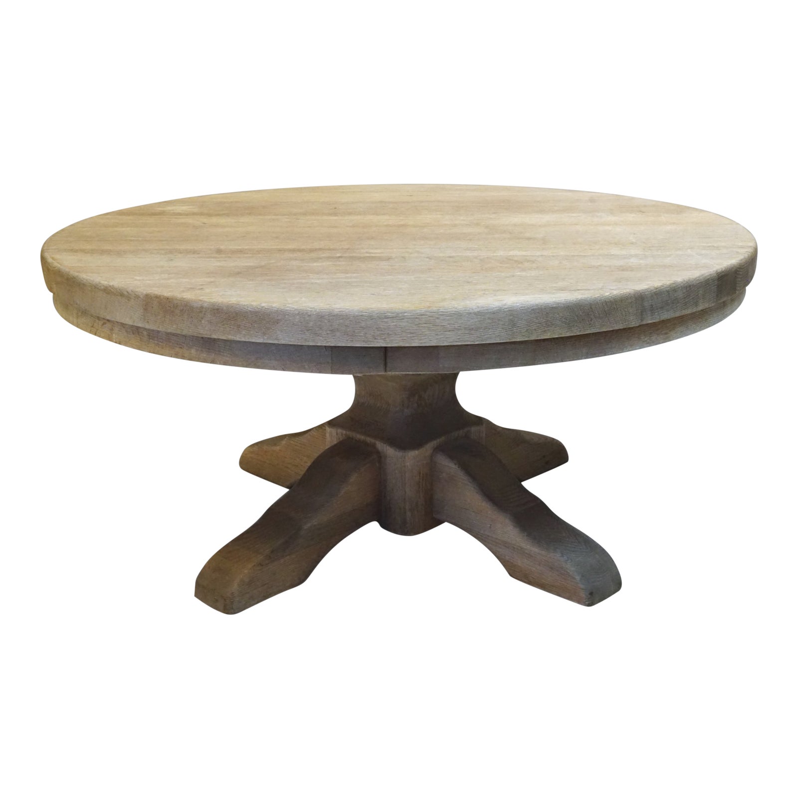 40 Round Wood Pedestal Base Farmhouse Coffee Table With Drawer