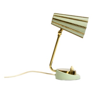 Mid-Century Brass Night Table Lamp with Perforated Metal Shade, 1950s For Sale