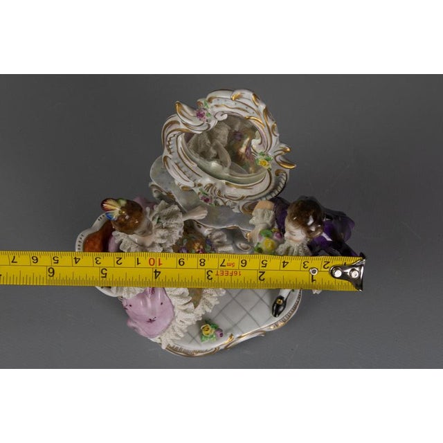 German Rococo Porcelain Figurine Couple at a Dressing Table, 1950s For Sale - Image 17 of 18