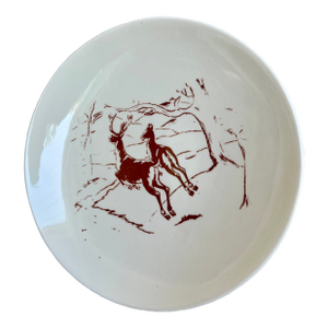 Vintage Ceramic Deer Plate – Rustic Woodland Charm