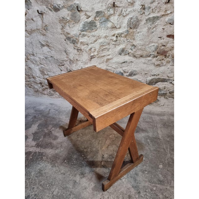 Wood Vintage French Oak School Desk with Hinged Top, 1960s For Sale - Image 7 of 17
