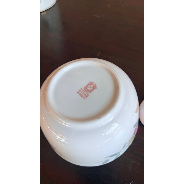 Pink Antique, Early 20th Century Noritake Japan Azalea Porcelain Mayonnaise Dish With Nippon Ladle For Sale - Image 8 of 10