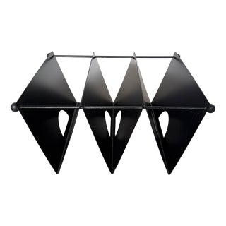 Vintage Magazine Rack in Metal, 1980 For Sale