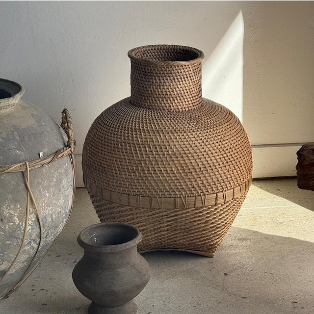 Indonesian Wickerwork Jar Basket For Sale - Image 6 of 18