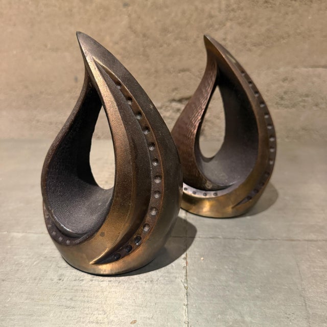 Copper Ben Seibel Copper Teardrop Flame Bookend Set by Jenfred Ware, 1950s For Sale - Image 8 of 8