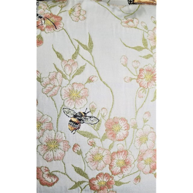 Custom Made Embroidered Butterfly Bumblebee Floral Brocade Cotton & Down Throw Pillow For Sale - Image 4 of 5