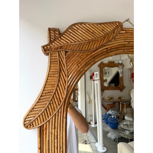 Rattan Palm Tree Mirror by Vivai Del Sud. Italy, 1970s For Sale - Image 11 of 11