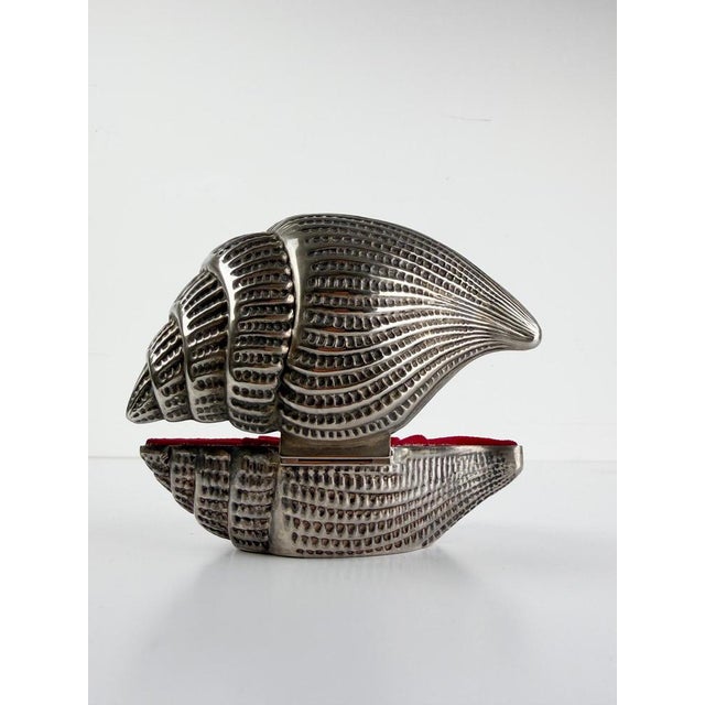 Vintage Triton Trumpet Shell Shaped Silver-Plated Metal Trinket Case Box, 1970s For Sale - Image 11 of 18