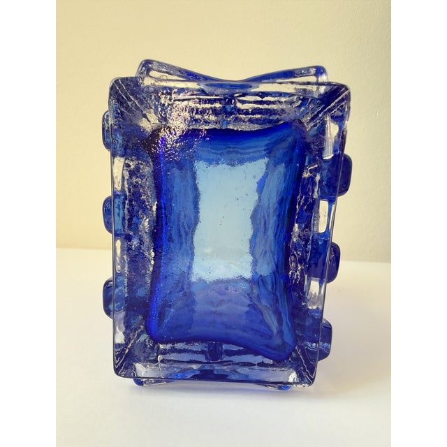 Cobalt Blue Pressed Glass Vase by Josef Schott for Smålandshyttan, Sweden, 1960s For Sale - Image 17 of 18