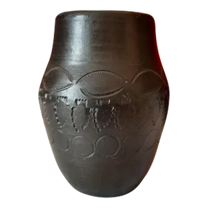 Vintage Cherokee Black Clay Pottery Vase by Bigmeat
