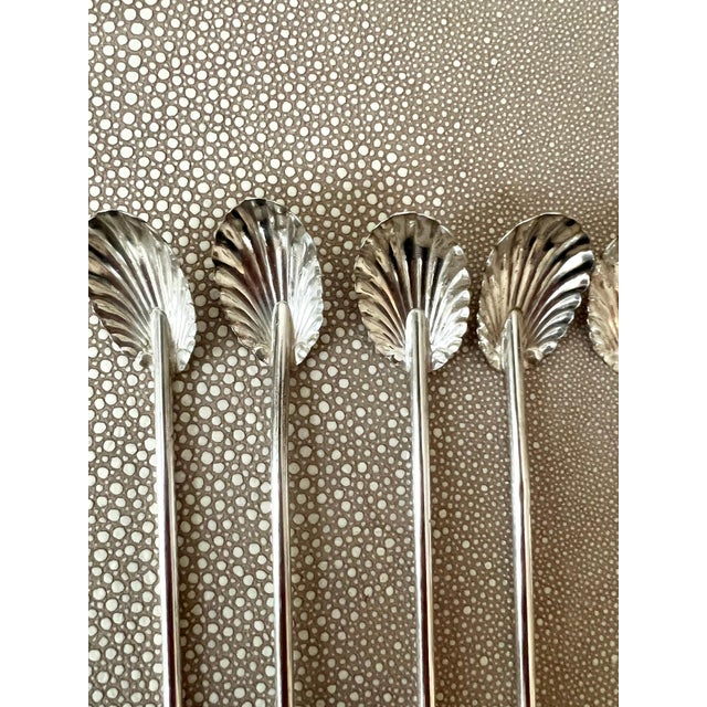 French Sterling Iced Tea Scallop Clam Shell Spoons - Set of 6 For Sale In Los Angeles - Image 6 of 10