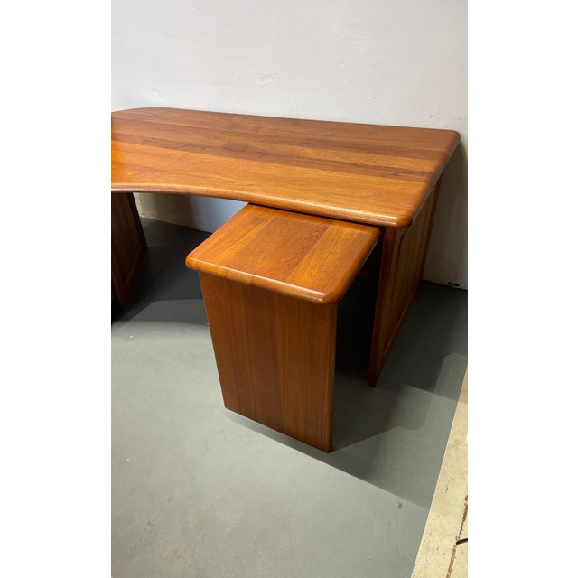 Danish Teak Desk with Drawer Cabinet and Extension Table, Set of 3 For Sale - Image 4 of 18