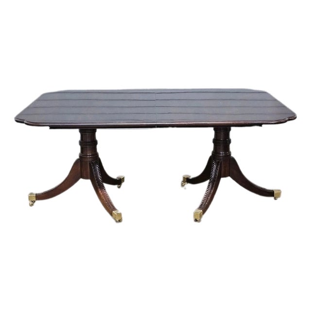 Late 20th Century Statton Duncan Phyfe Cherry Dining Table Old Towne Maryland Made 3 Leaves For Sale