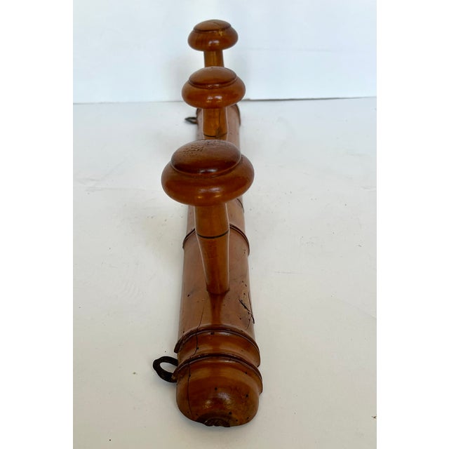 French Country Early 1900s French Faux Bamboo Three Peg Coat/Hat Rack For Sale - Image 3 of 9