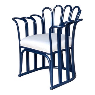 Vintage Coastal Rattan Petal Club Chair For Sale