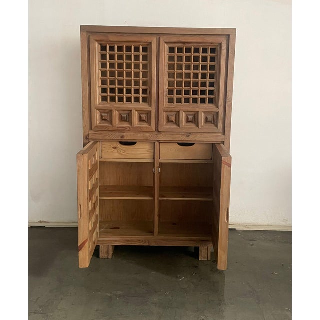 1960s Spanish Solid Pine Brutalist Cabinet Attributed to Biosca For Sale - Image 6 of 7