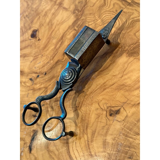 English Antique Footed Ornate Candle Snuffer Wick Cutter / Trimmer Scissors Late 19th Century Rare Design Details For Sale - Image 3 of 12