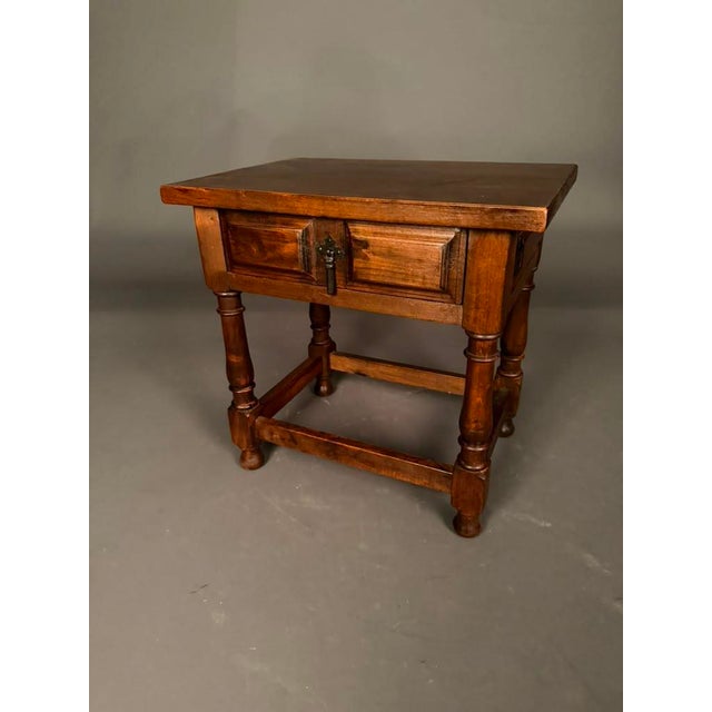 Pair of American Country English Pine Side Tables With Walnut Finish, Circa 1920s For Sale - Image 18 of 18