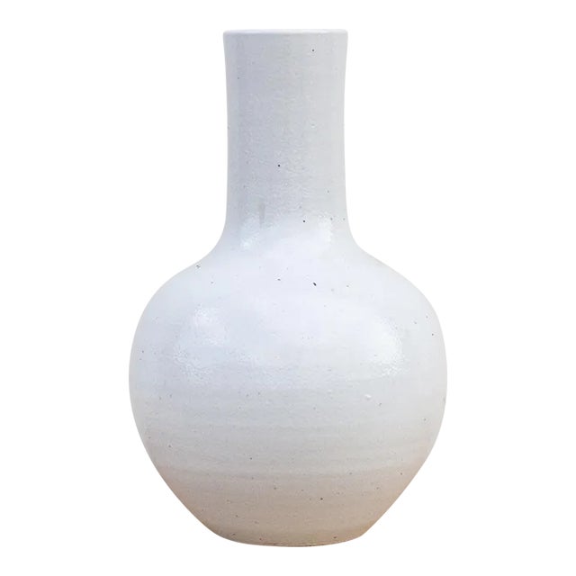 Very Tall White Glazed Asian Vase For Sale