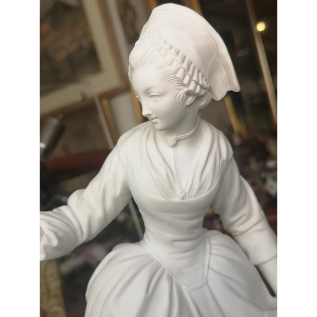 Marie Antoinette style Woman Figurine Statue White French vintage Bisque Porcelain Signed by SEVRES. Original vintage box...